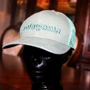 Patagonia Sage Green Trucker Hat - Snapback Mesh Cap - Embroidered Logo - NWOT
